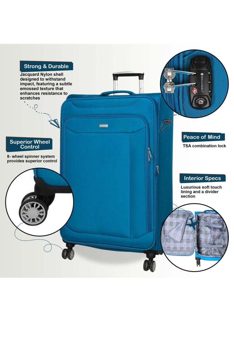 М’які легкі подвійні валізи на 4 колеса, 3 шт