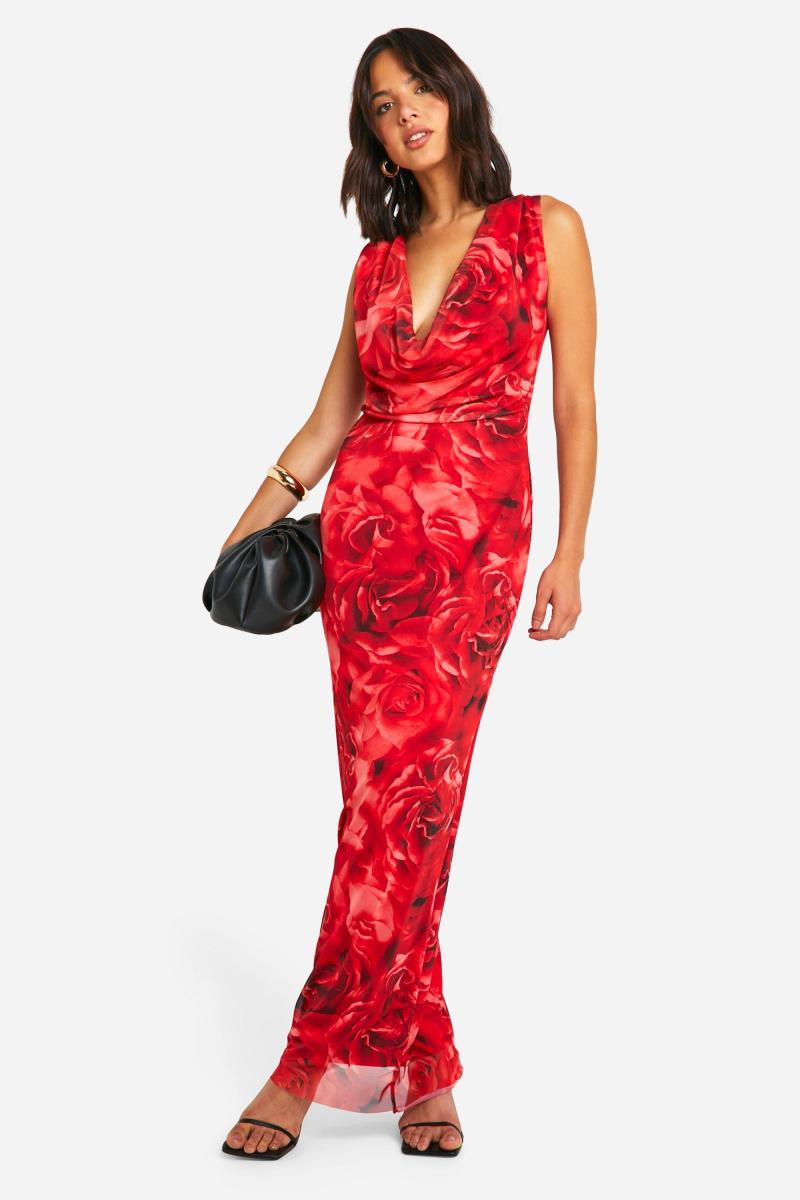 Максі-сукня з принтованим вирізом