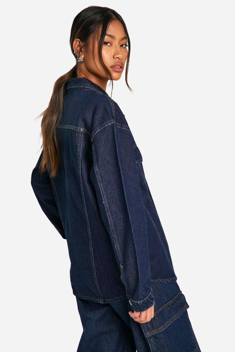 Негабаритний контрастний стіток RAW Indigo Джинковий піджак