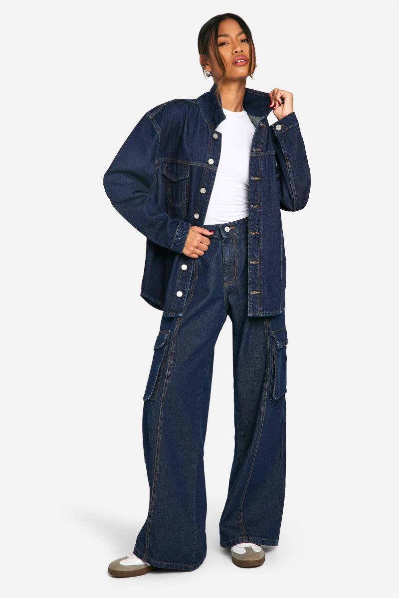 Негабаритний контрастний стіток RAW Indigo Джинковий піджак