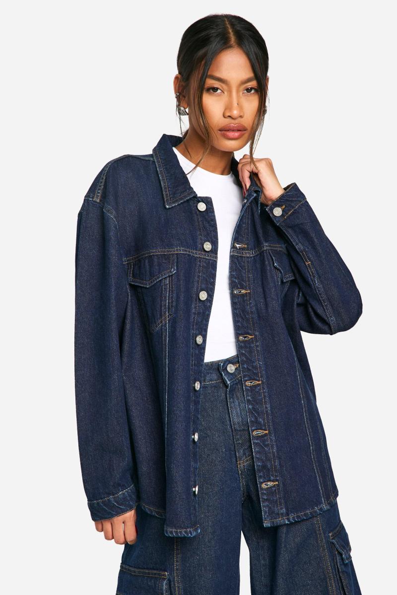 Негабаритний контрастний стіток RAW Indigo Джинковий піджак