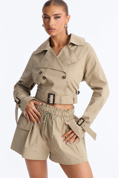 Твідова вкорочена тренч-куртка 