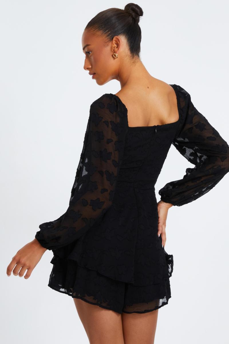 Чорний квітковий ігровий костюм Jacquard