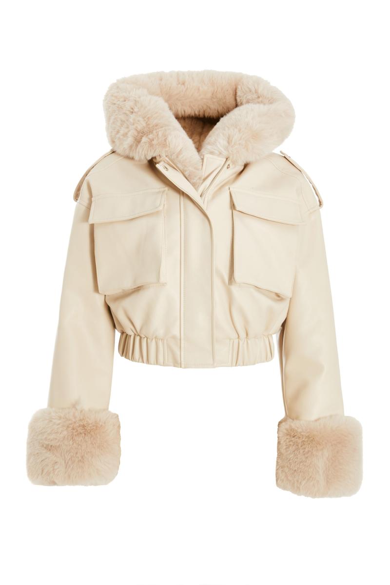 Кам'яний штучний хутряний куртка