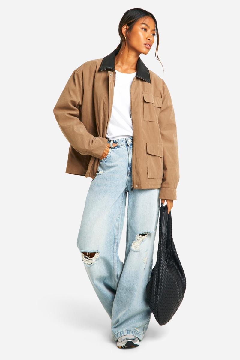 Контрастна комірська куртка сараю