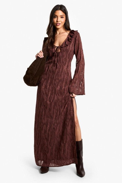 Jacquard Frill Side Splat Maxi плаття