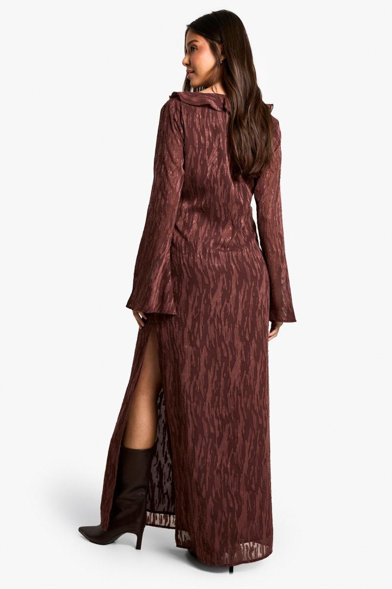Jacquard Frill Side Splat Maxi плаття