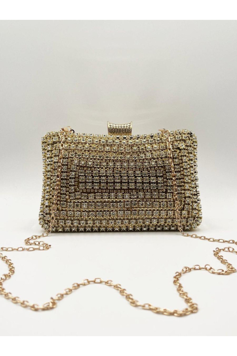 Золотий діамантовий клатч із круглою ручкою