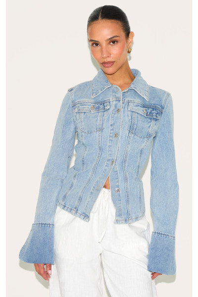 Джинковий піджак з деталями з маленькою синьою