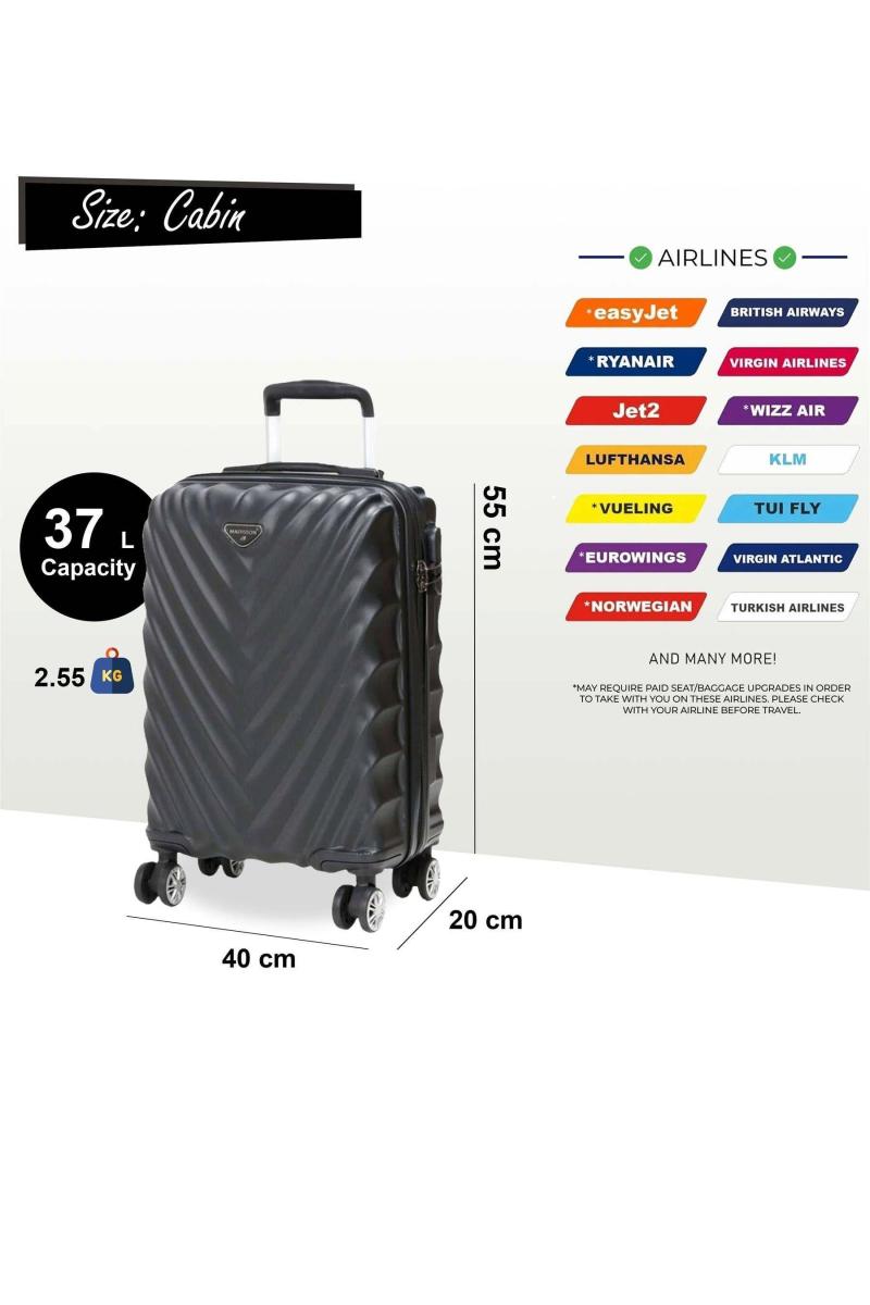 Валіза Hard Shell Cabin 55 x 40 x 20 см підходить для Easyjet, Ryanair