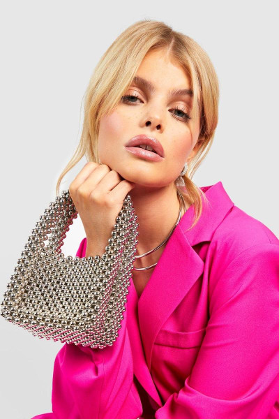 Преміальна срібна сумка з бісеру Преміальна срібна сумка з бісеру