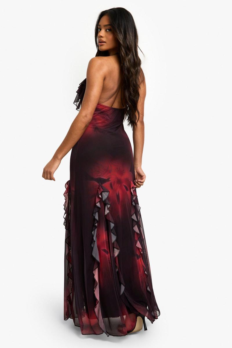 Максі-сукня з рюшами та кльошем