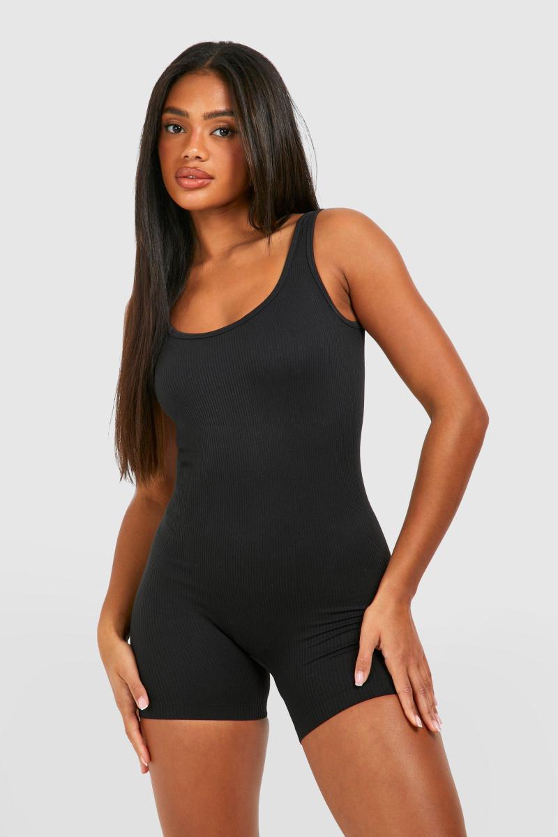Контур ребро совок шиї Unitard Playsuit