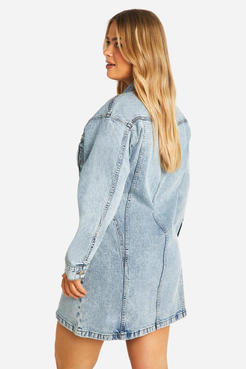 Плюс джинсова сукня прямого крою на блискавці