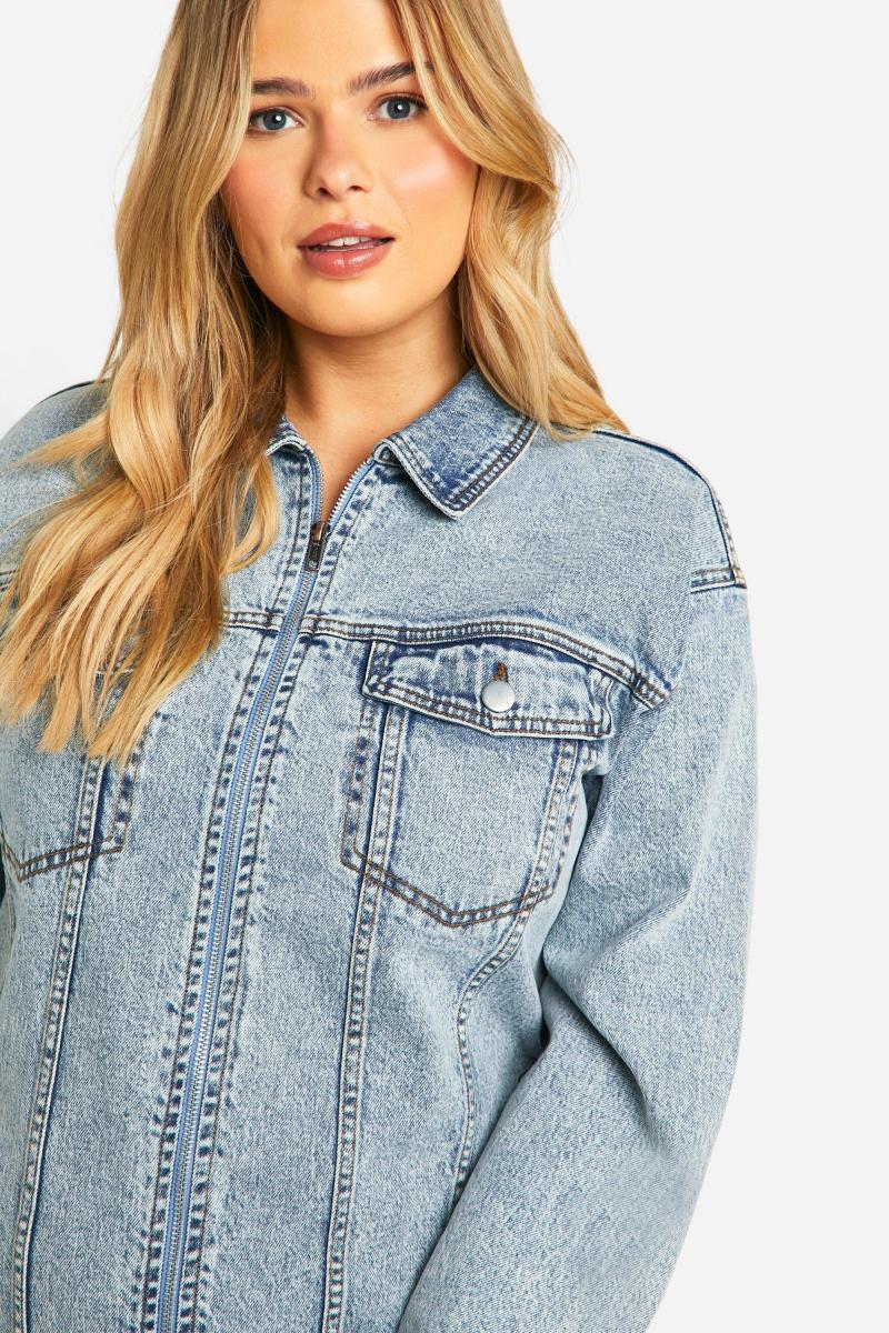 Плюс джинсова сукня прямого крою на блискавці