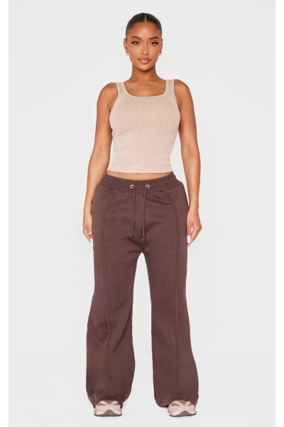 Шоколадні джоггери з високою талією і широкими штанинами Шоколадні джоггери з високою талією і широкими штанинами