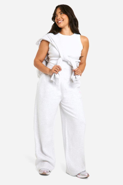 Plus Studio Slogan Deep Waistband Straight Leg Jogger