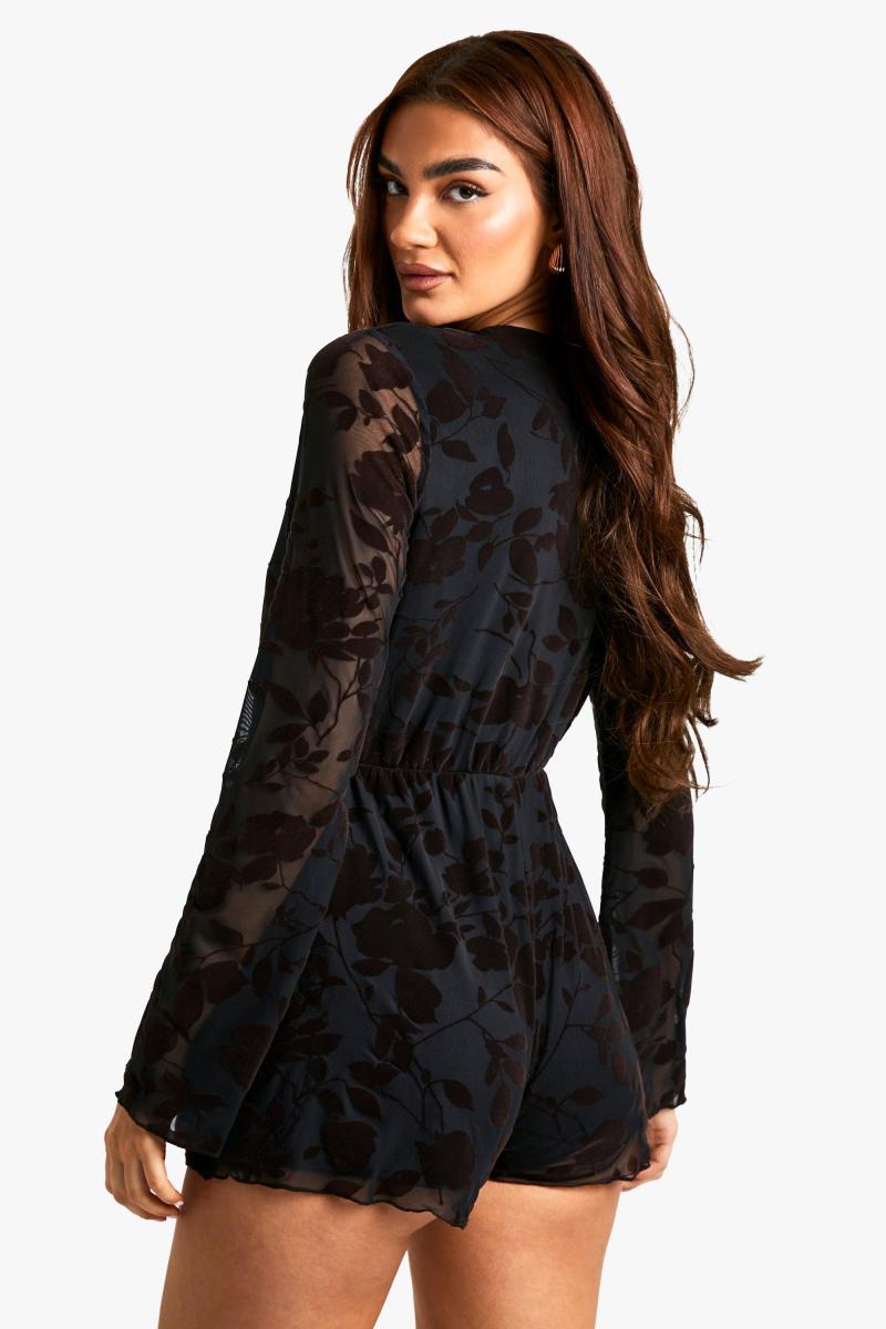 Комбінезон Devore Flare Sleeve Plunge Playsuit