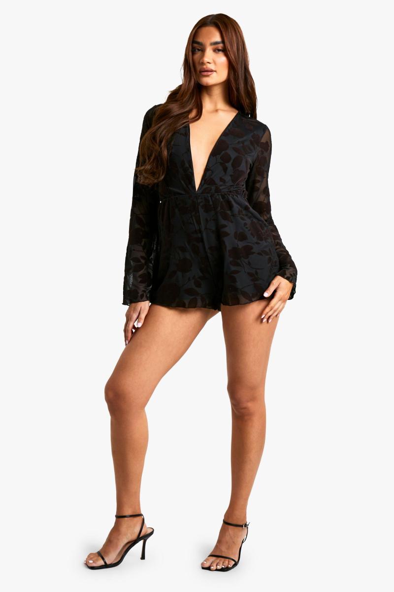 Комбінезон Devore Flare Sleeve Plunge Playsuit
