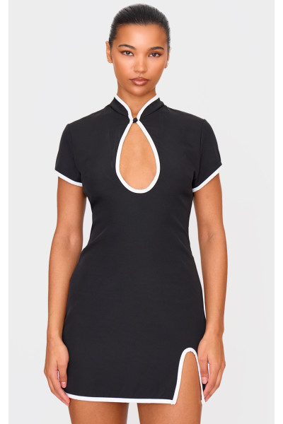 Чорна контрастна міні-сукня Key Hole Чорна контрастна міні-сукня Key Hole
