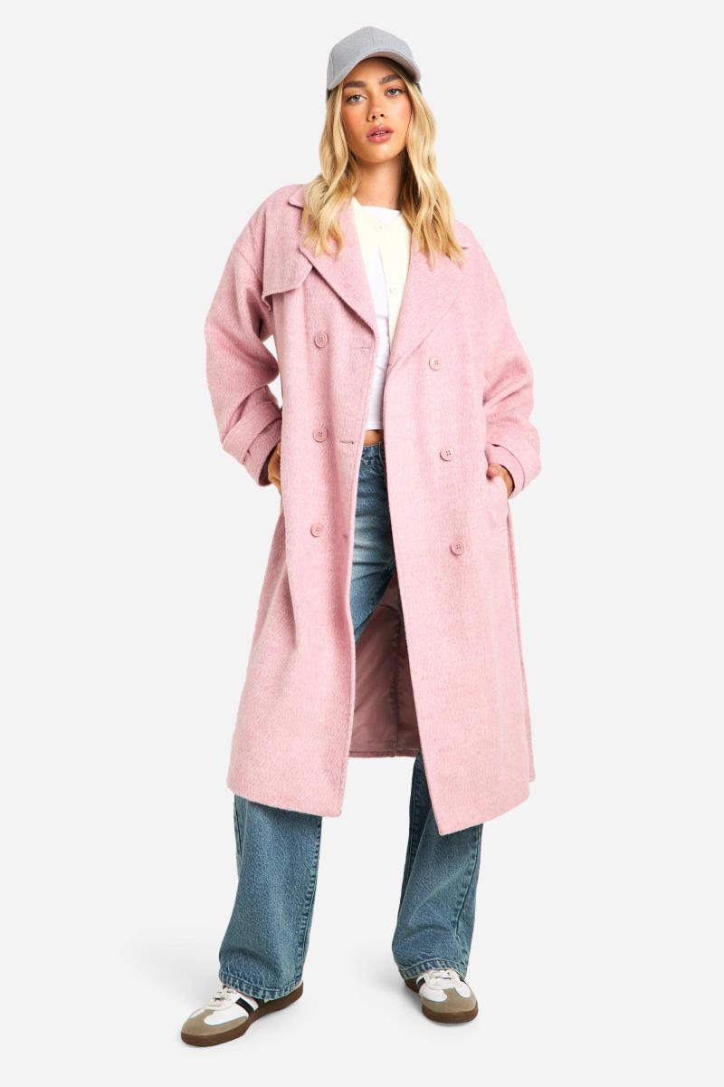 Вовняне пальто великого розміру з щіткою