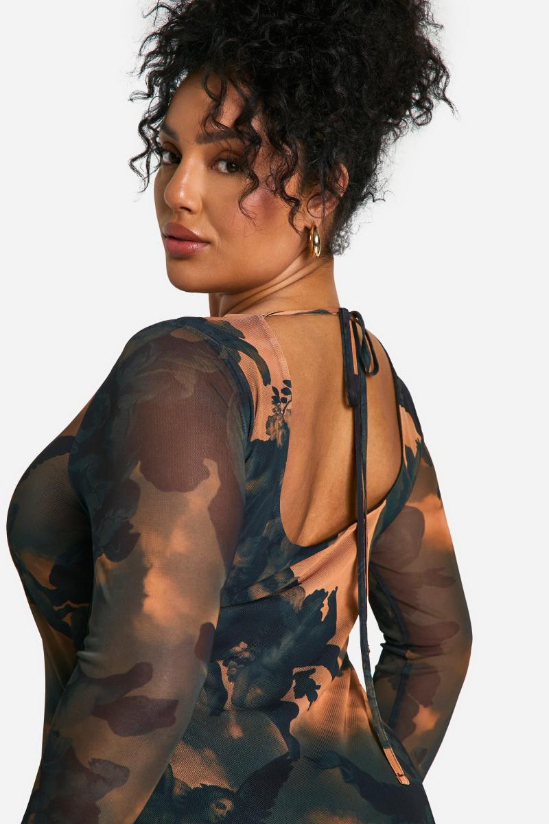 Максі-сукня з принтом і низькою спинкою