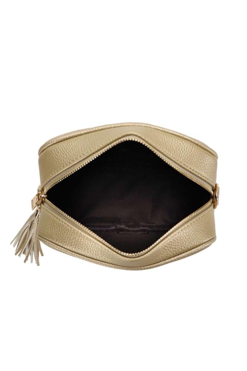 Маленька сумка через плече з китицями, полотняний ремінь