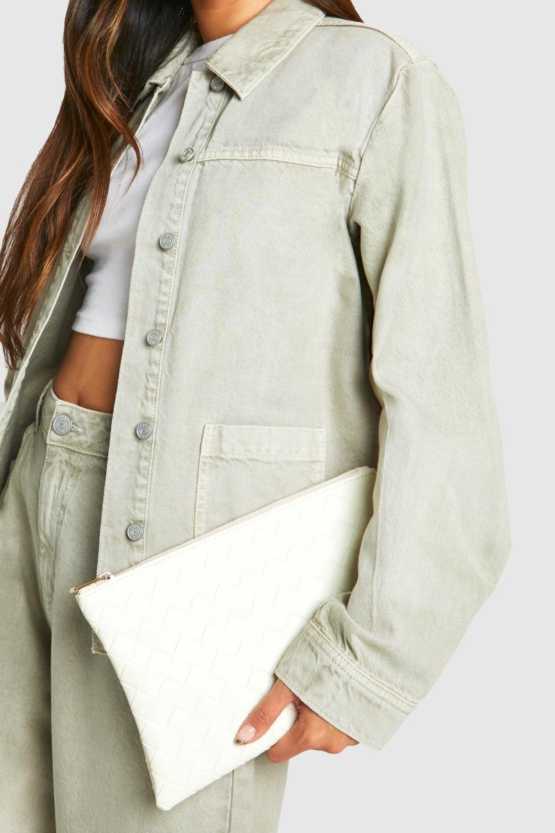 Плетена шкіряна сумка-клатч