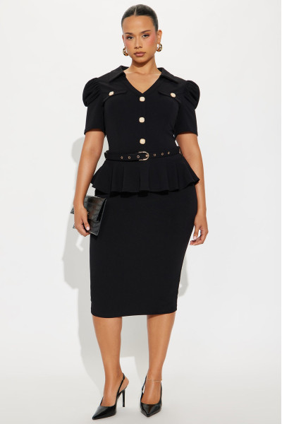 Міді сукня «Kathryn» з рюшами на рукавах з креп-трикотажу