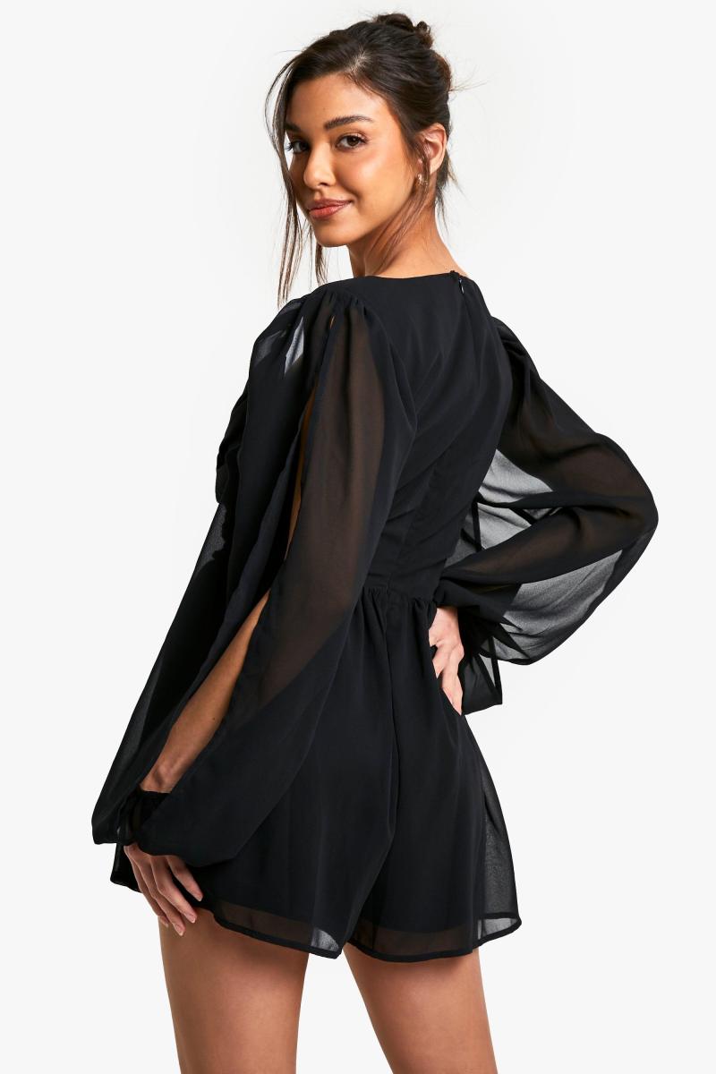 Шифоновий комбінезон з розділеними рукавами