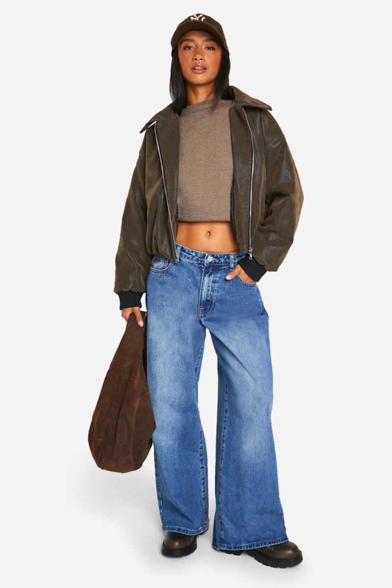 Маленька вінтажна куртка з штучною шкіряною бомбардувальною курткою