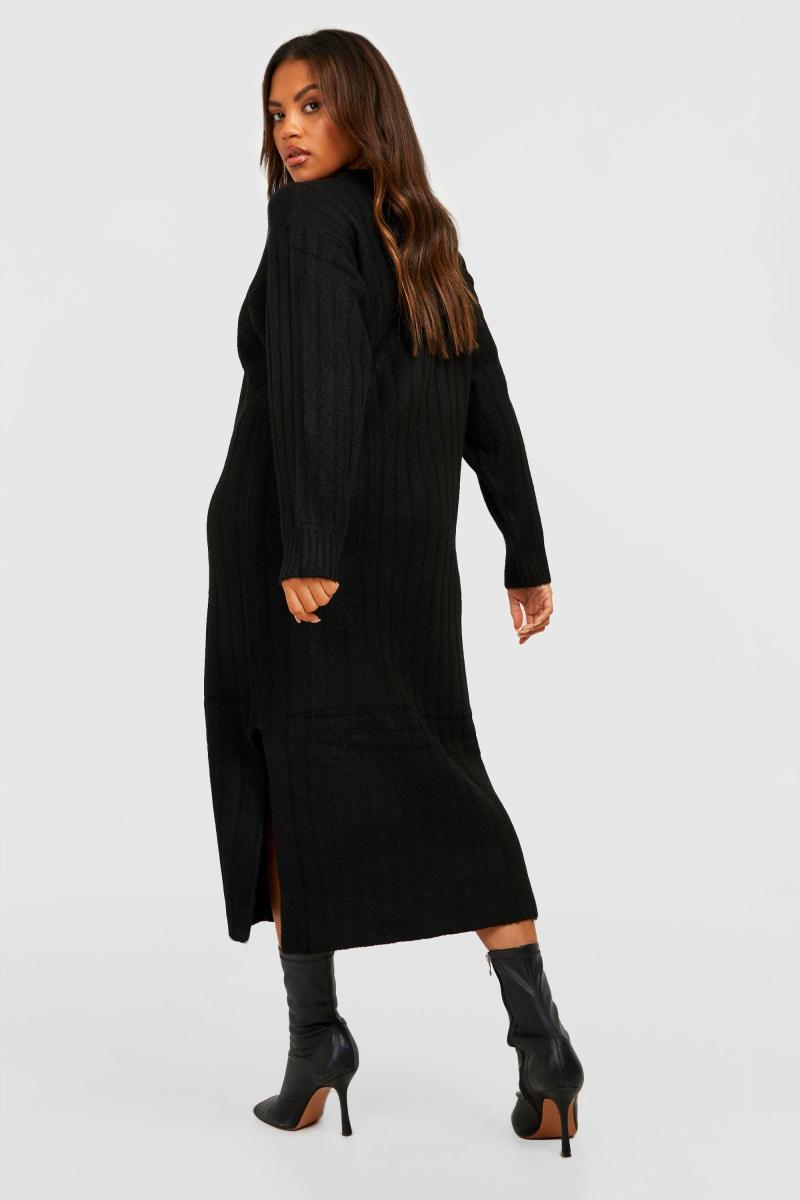 Плюс м’яке трикотажне плаття Midaxi з масивною рубчиком