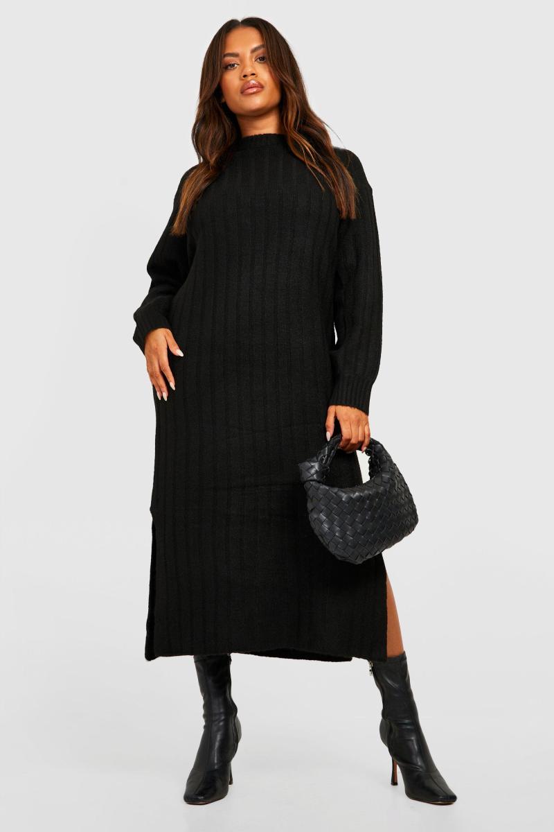 Плюс м’яке трикотажне плаття Midaxi з масивною рубчиком