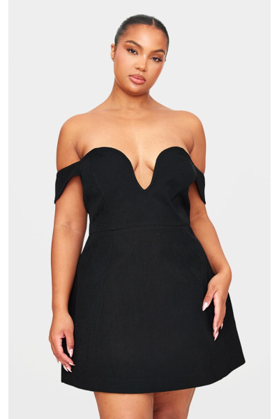 Плюс преміальна чорна плаття прямого крою з дротом із застібками Плюс преміальна чорна плаття прямого крою з дротом із застібками