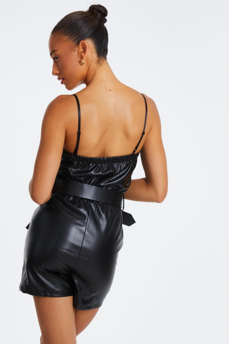 Black Bandeau Belted Skort Playsuit