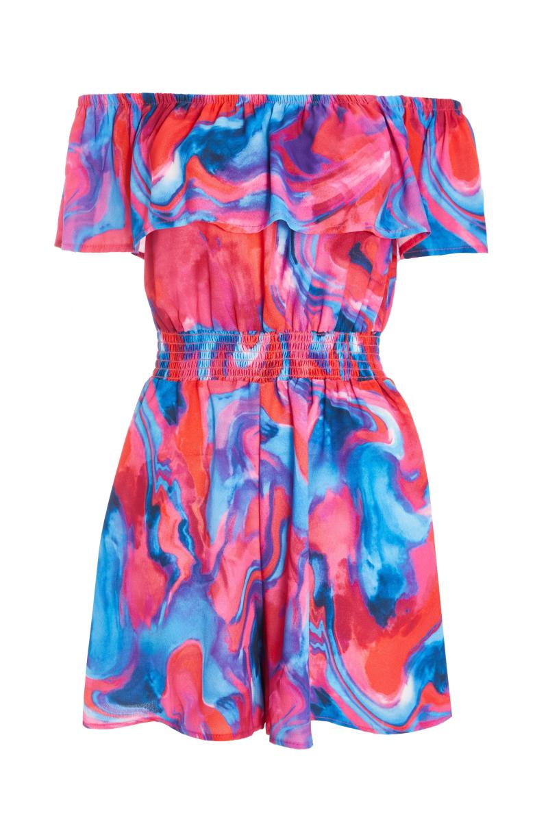 Playsuit Marble Print Bardot