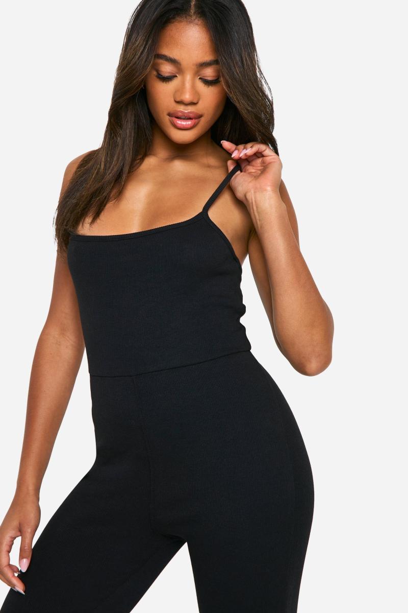 Вузький комбінезон з бавовни в рубчик