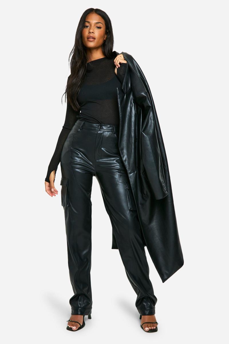 Високі універсальні штани зі штучної шкіри