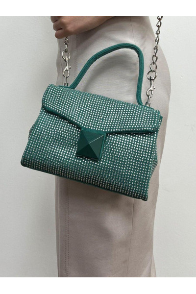 Зелена замшева сумка зі стразами Зелена замшева сумка зі стразами