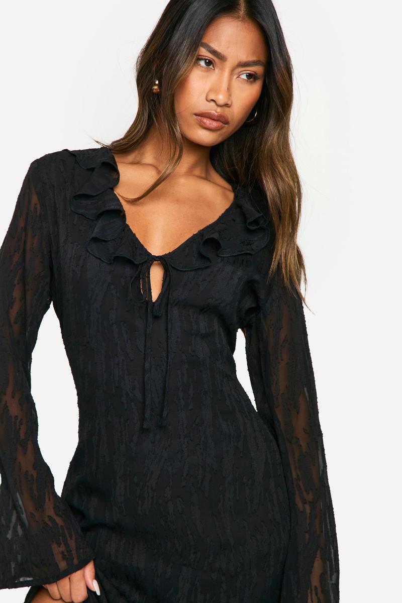 Жакардова максі-сукня з оборками