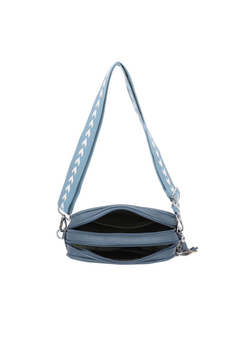 Сумка через плече з натуральної шкіри та китицями на подвійній блискавці