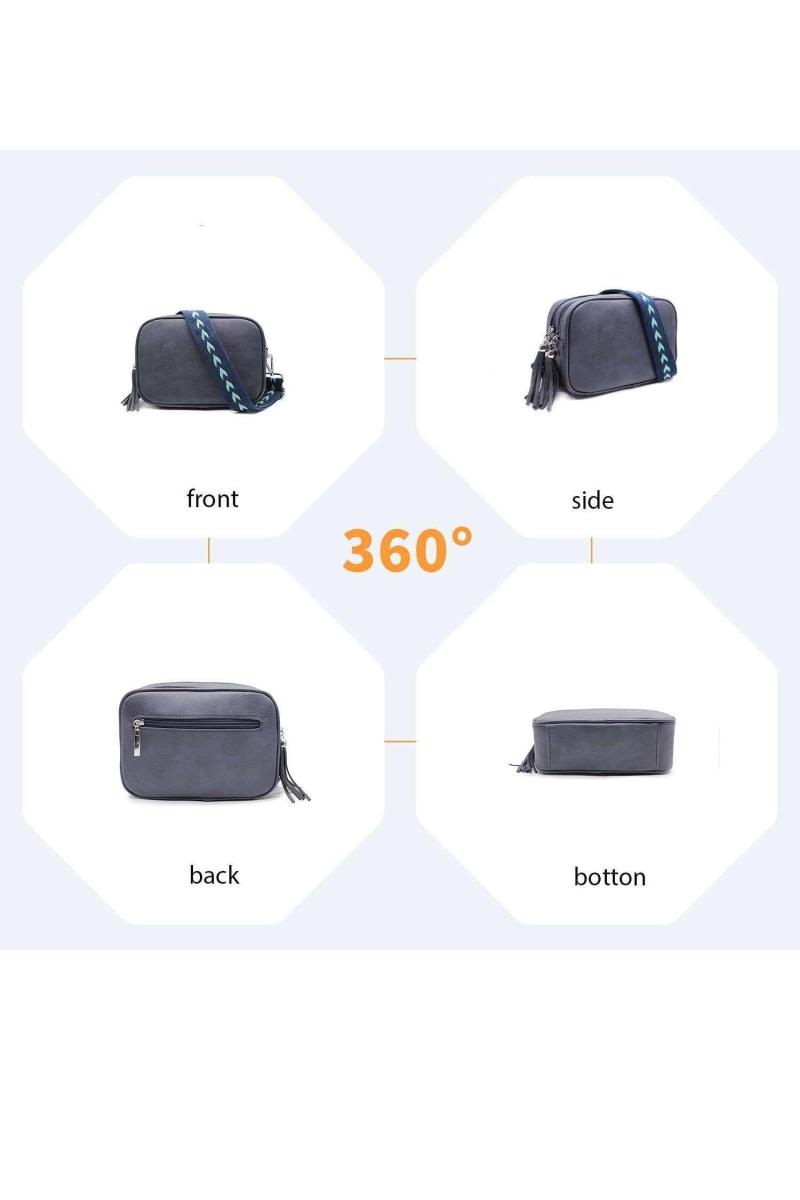 Сумка через плече з натуральної шкіри та китицями на подвійній блискавці